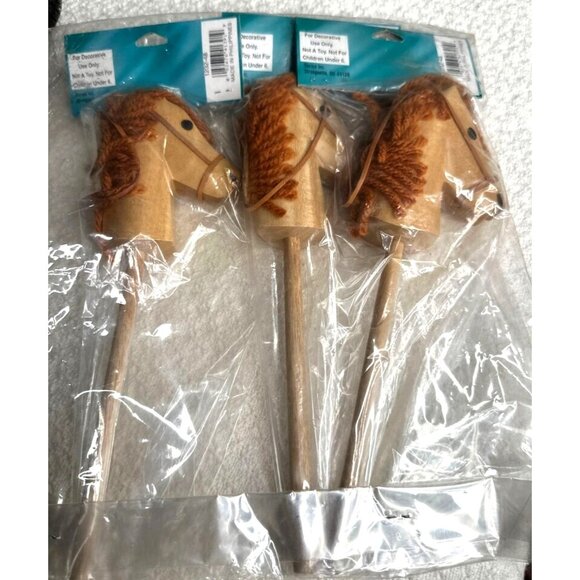 Darice Accessories Wooden Carved Horse Head Stick 9” Crafts Decorative New 3 ea - Picture 1 of 12